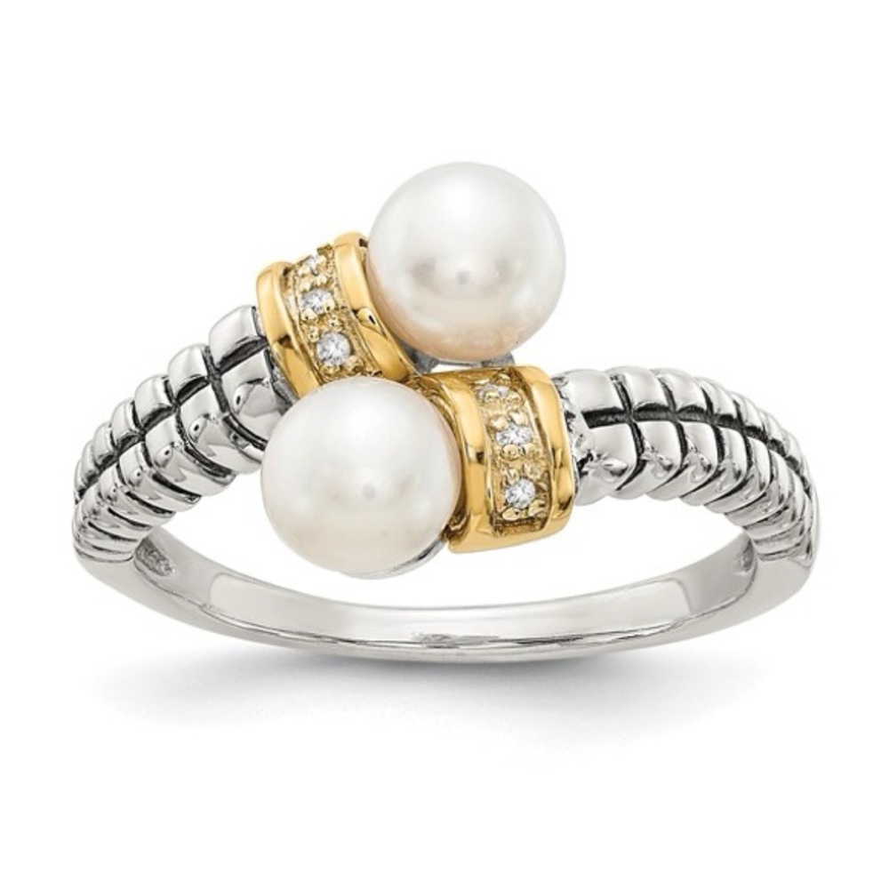 Shey Couture Sterling Silver & 14K Gold Accent Pearl Diamond Ring